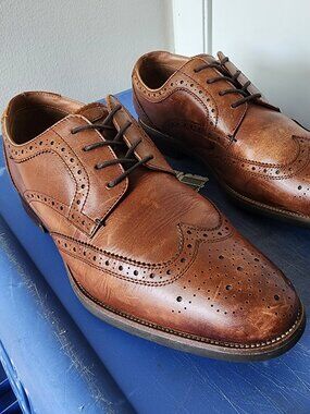 Florsheim Mens 9.5D Brown Shoes Wingtip Brogue Upscale Oxford 11956-221 Sz 9 1/2